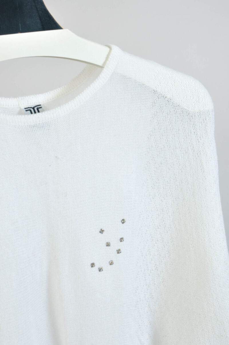 Vintage 80s White Oversize Jumper – One Size | - Image 3