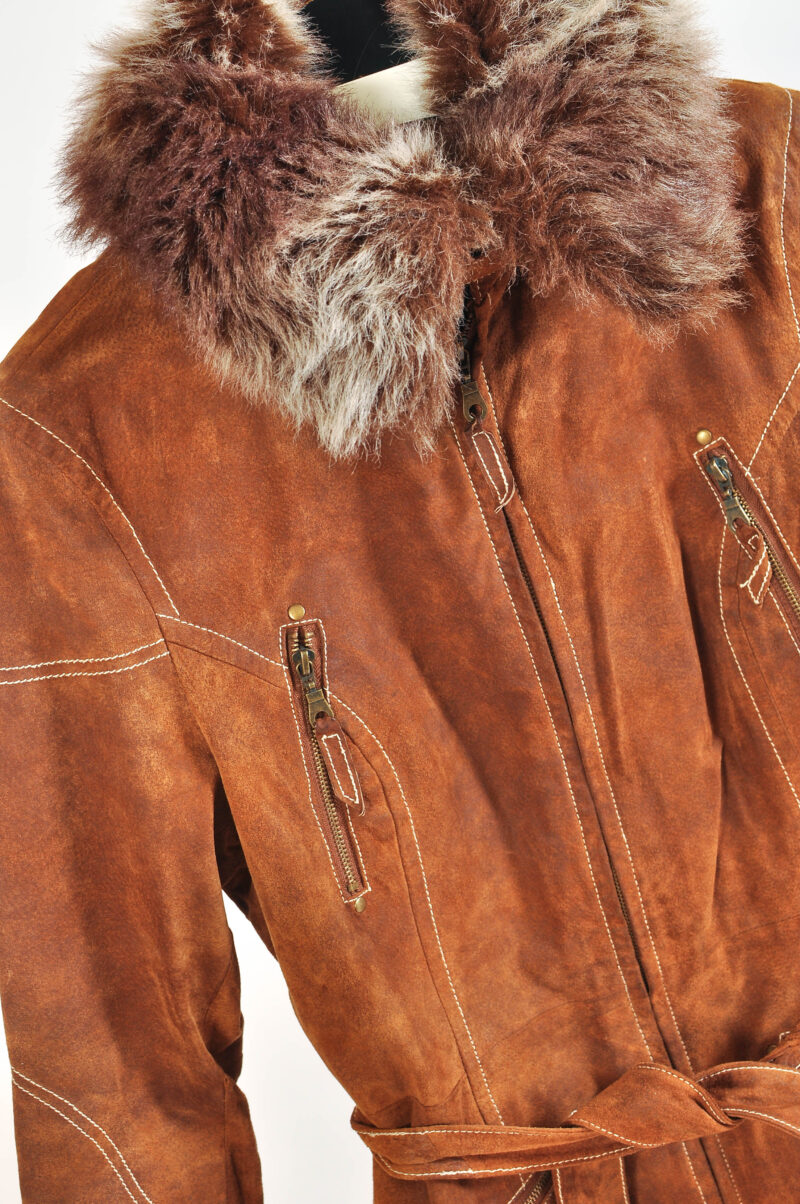 Vintage 00s Brown Suede Leather Jacket – Soho New York Size 40 - Image 3