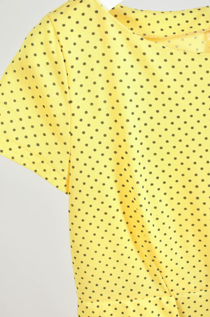 Handmade Yellow Polka Dot Dress | Cotton Blend | Size M - Image 3