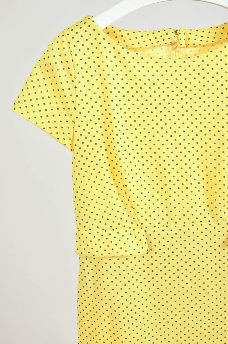 Handmade Yellow Polka Dot Dress | Cotton Blend | Size M - Image 4