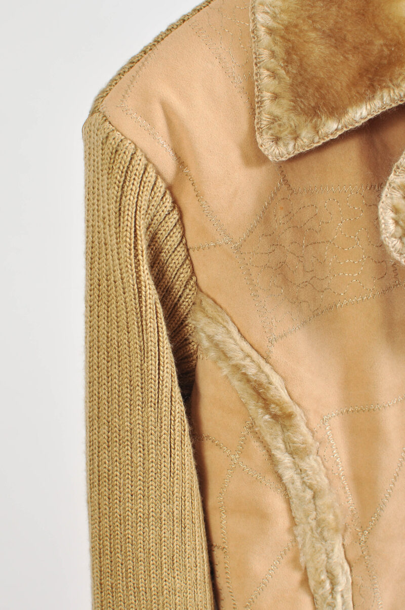 Vintage 00s Beige Faux Suede Jacket by Fitswell | Size L - Image 4
