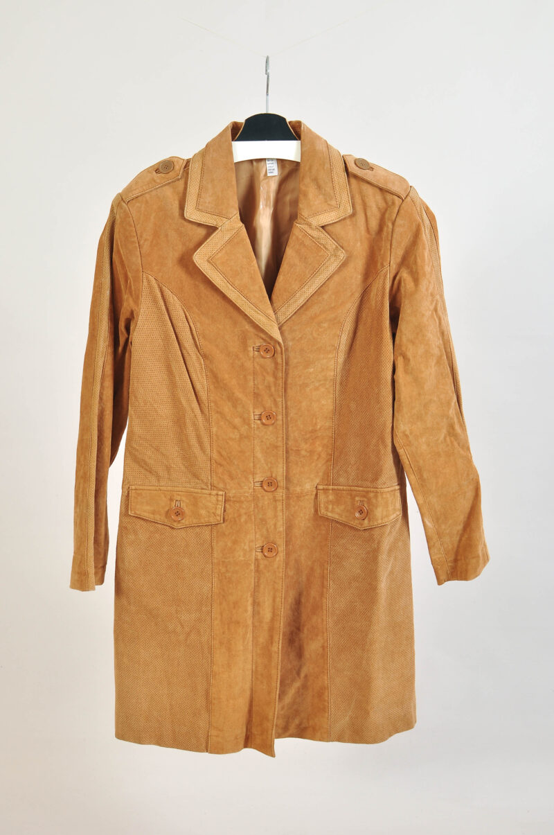 Vintage 00s Suede Leather Blazer Coat – Size 12