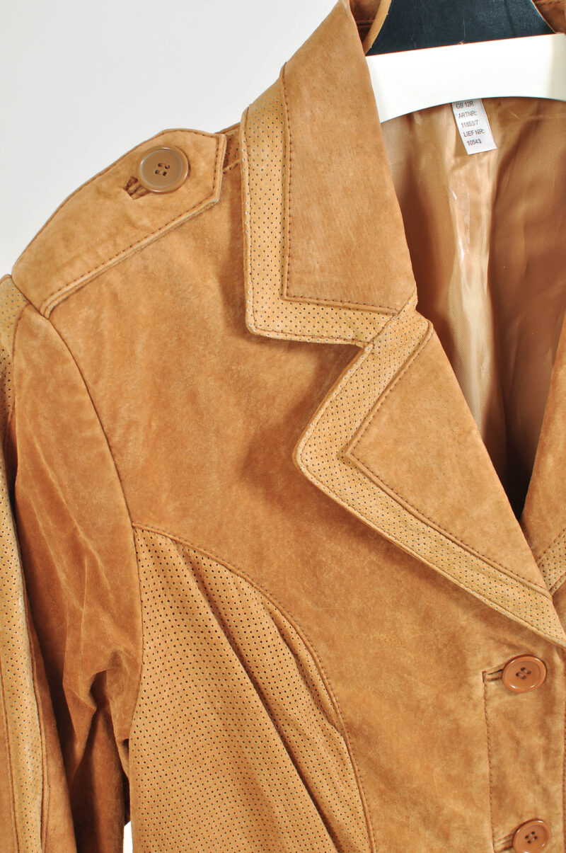 Vintage 00s Suede Leather Blazer Coat – Size 12 - Image 3