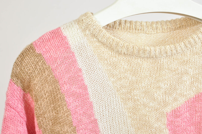 Vintage 80s Light Pastel Knitted Short Sleeve Top – M/L - Image 4