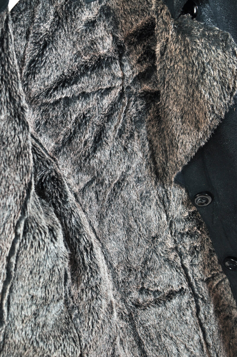 Vintage 00s Black Faux Fur & Faux Suede Leather Coat – 38 - - Image 6