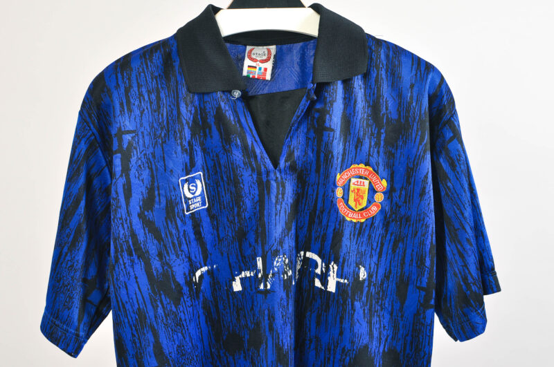Vintage 90s Manchester United Stage Sport Fan Shirt Blue XL - Image 3