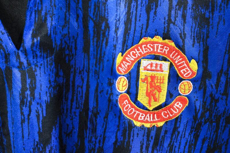 Vintage 90s Manchester United Stage Sport Fan Shirt Blue XL - Image 4
