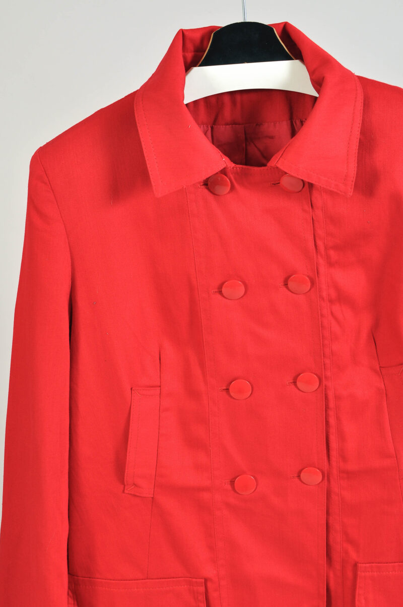 Vintage 90s Handmade Red Pea Coat M-L - Image 3