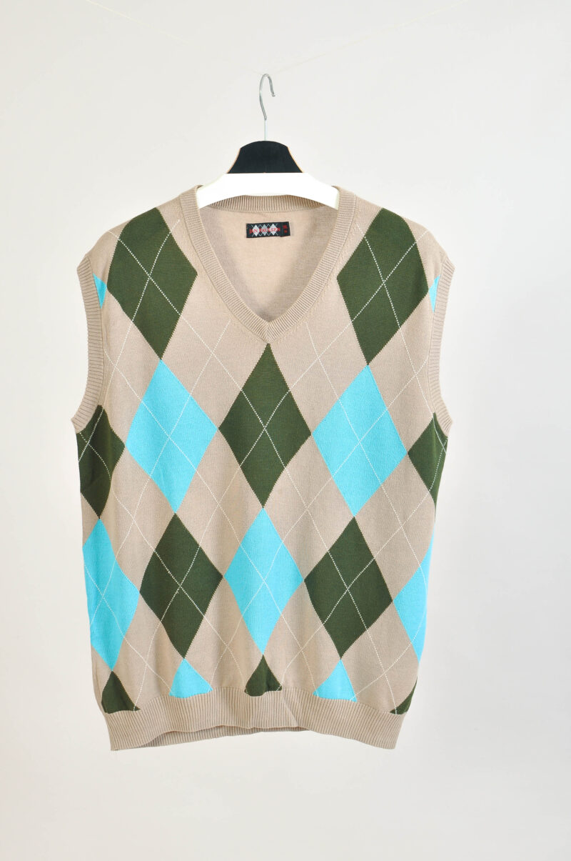 Vintage 90s Jan Paulsen Beige Rhombus Print Vest XXL