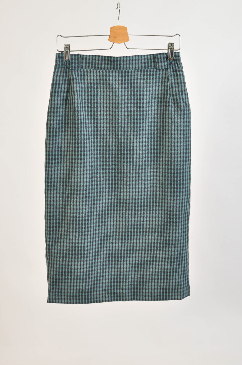 Vintage 90s Peter Hahn Midi Checkered Wool Skirt Size 12