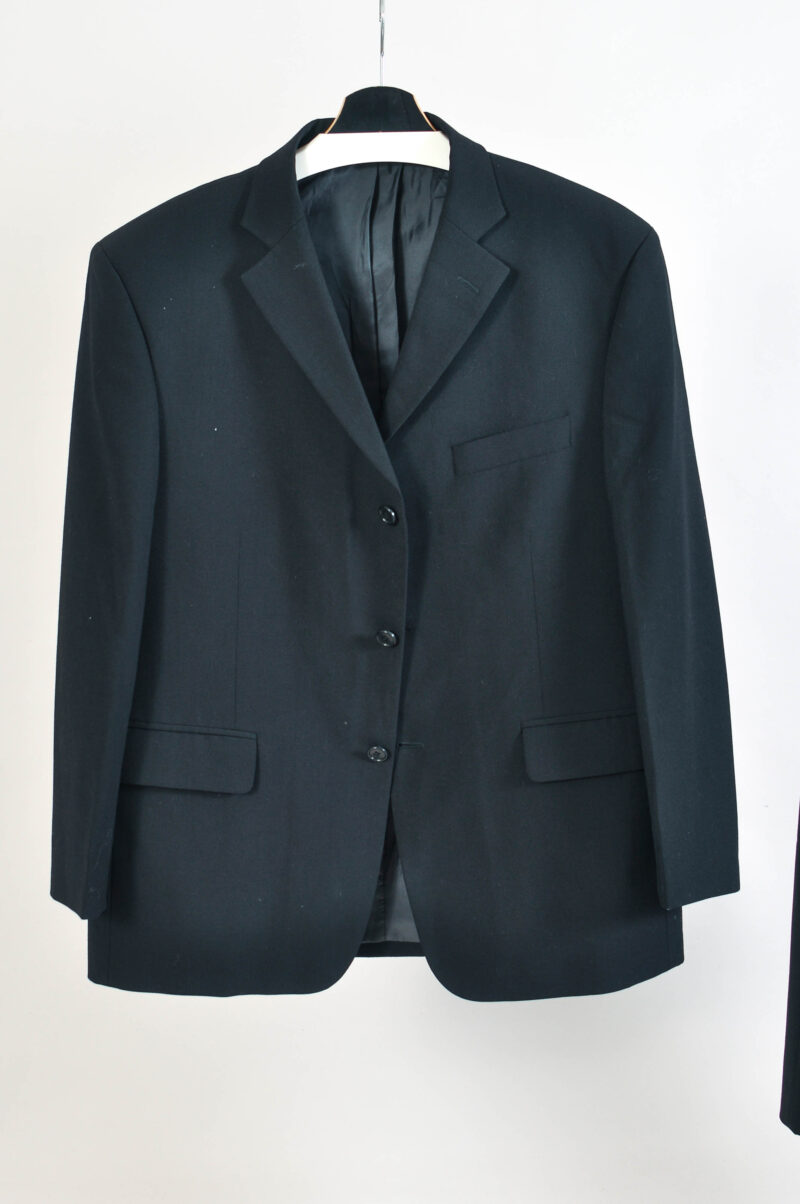 Vintage 90s Marks & Spencer Black Wool Suit Size XXL - Image 3