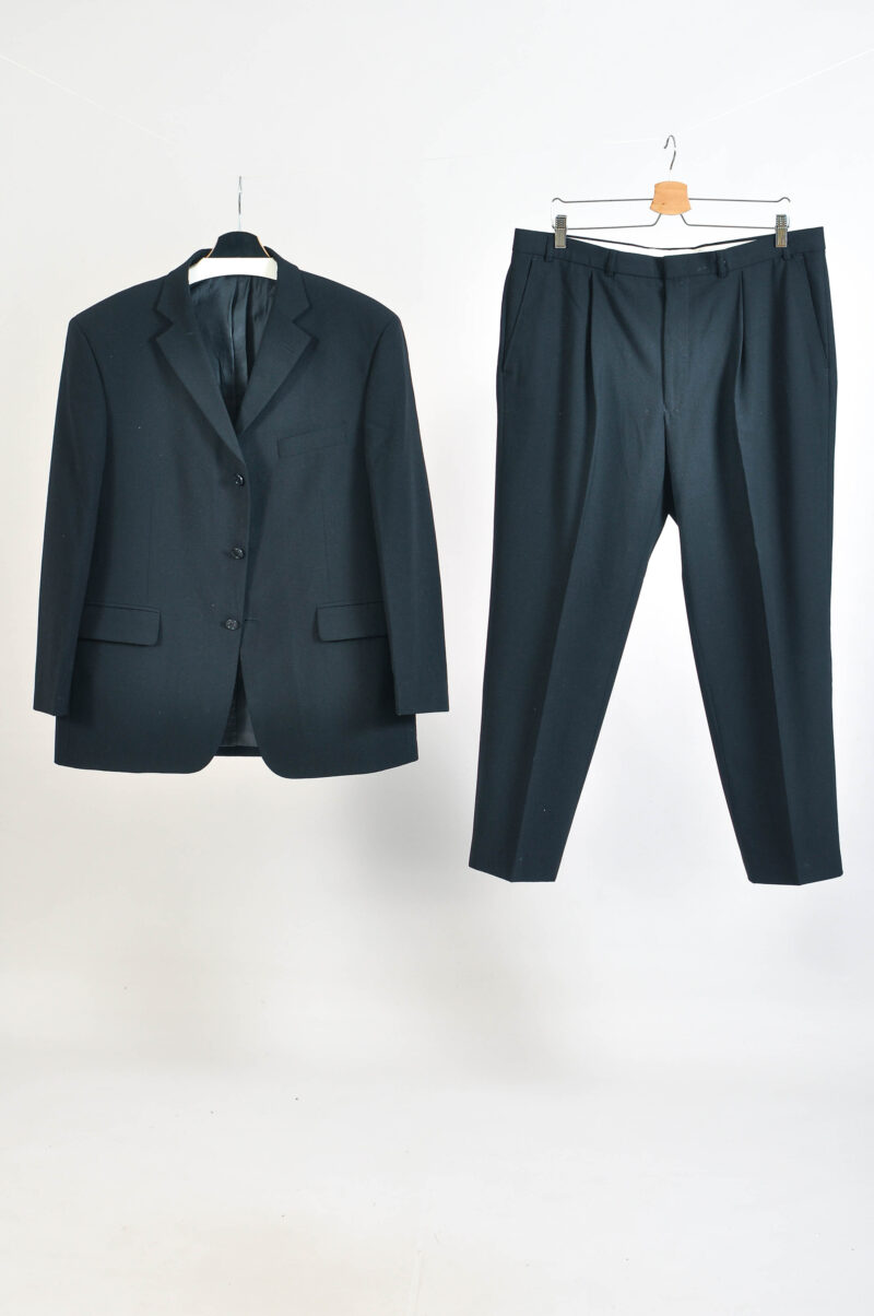 Vintage 90s Marks & Spencer Black Wool Suit Size XXL - Image 4