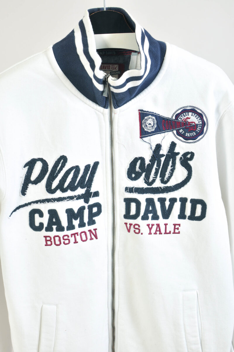 Vintage 00s Camp David White Zip Up Sweatshirt – Size XL - Image 3