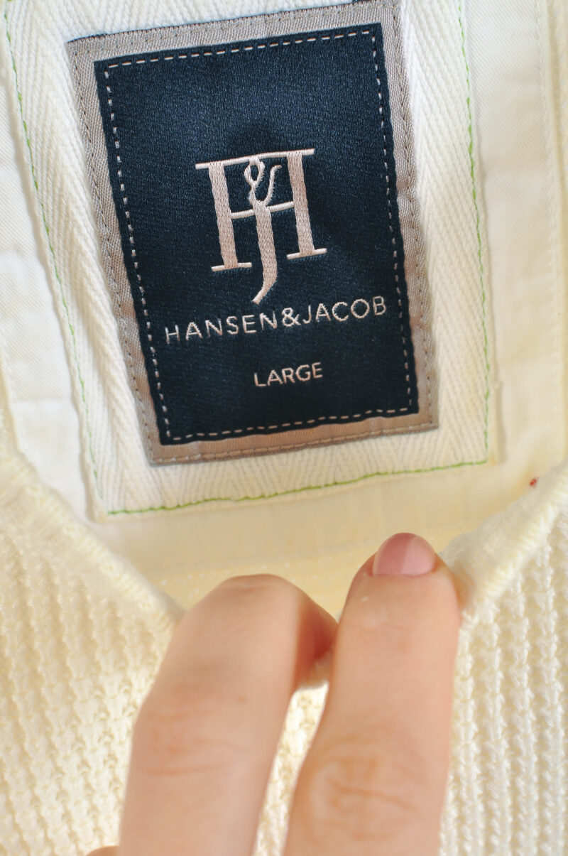 Vintage 00s Hansen & Jacob Off White Cotton Jumper L - Image 4