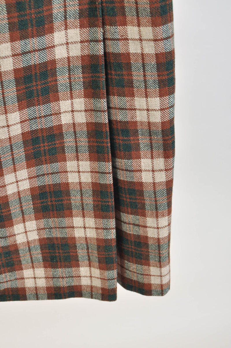 Vintage 90s Checkered Wool Blend Midi Skirt – Size L/XL - Image 3