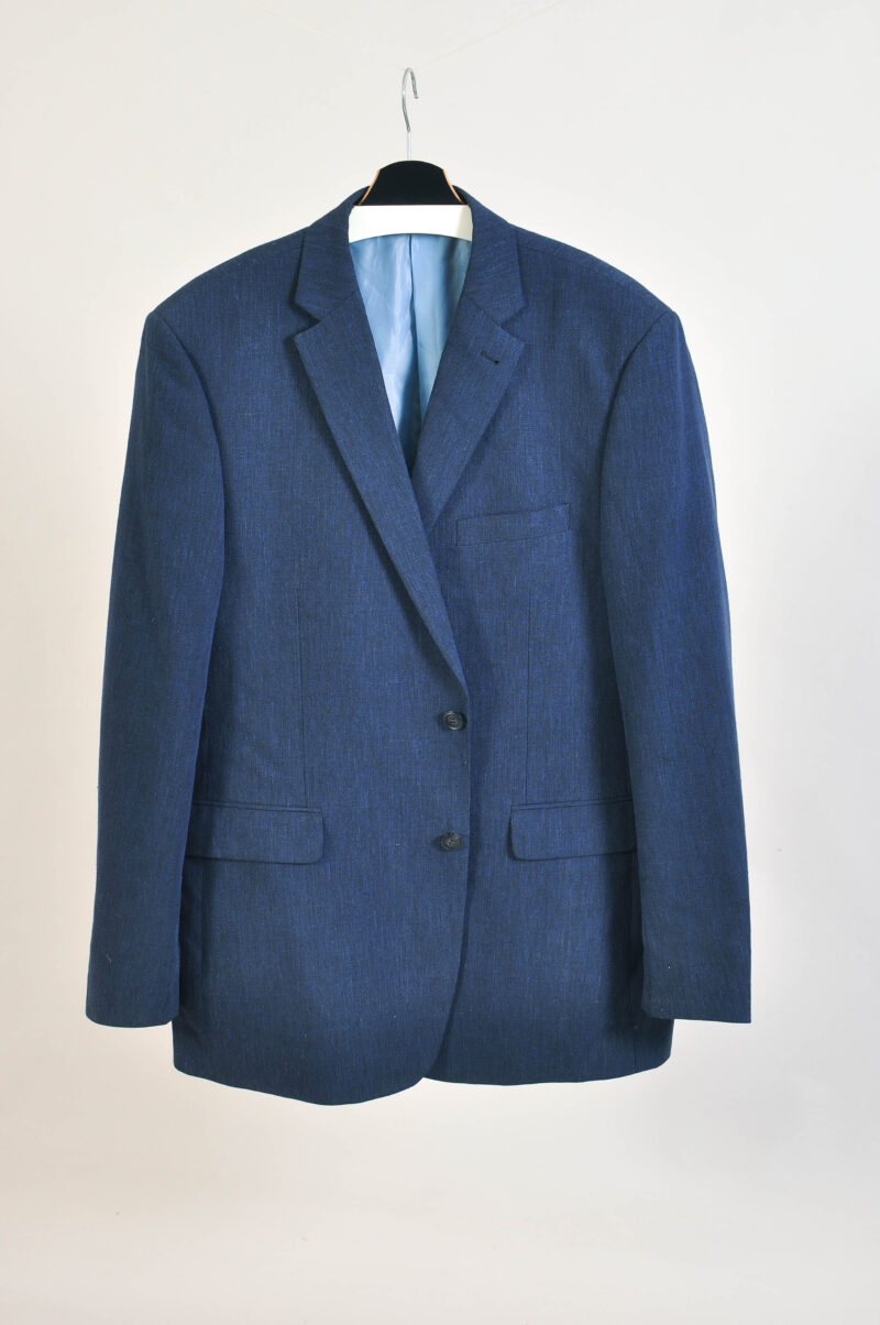 Vintage 00s Dark Blue Linen Blend Blazer Jacket – Size 44