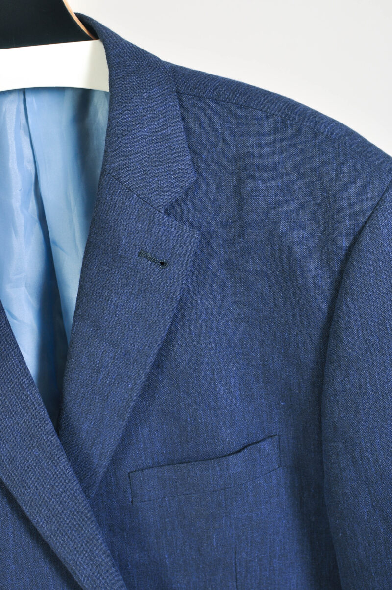 Vintage 00s Dark Blue Linen Blend Blazer Jacket – Size 44 - Image 3