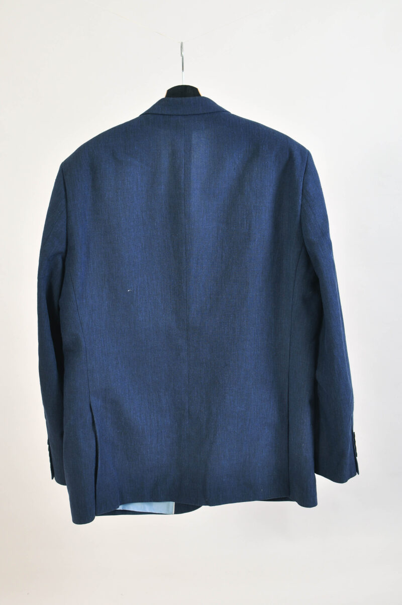 Vintage 00s Dark Blue Linen Blend Blazer Jacket – Size 44 - Image 4