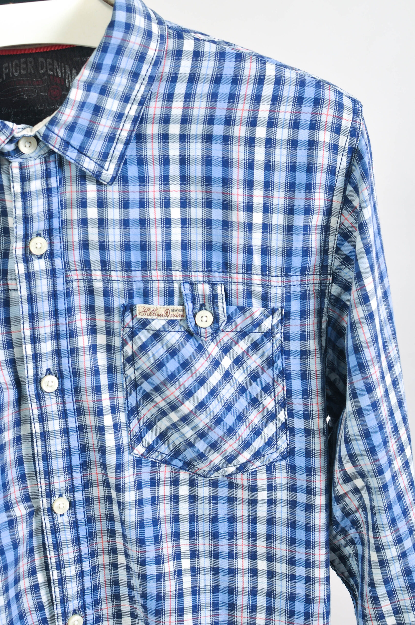 Vintage 00s Hilfiger Denim Checkered Shirt – Size M - Image 3