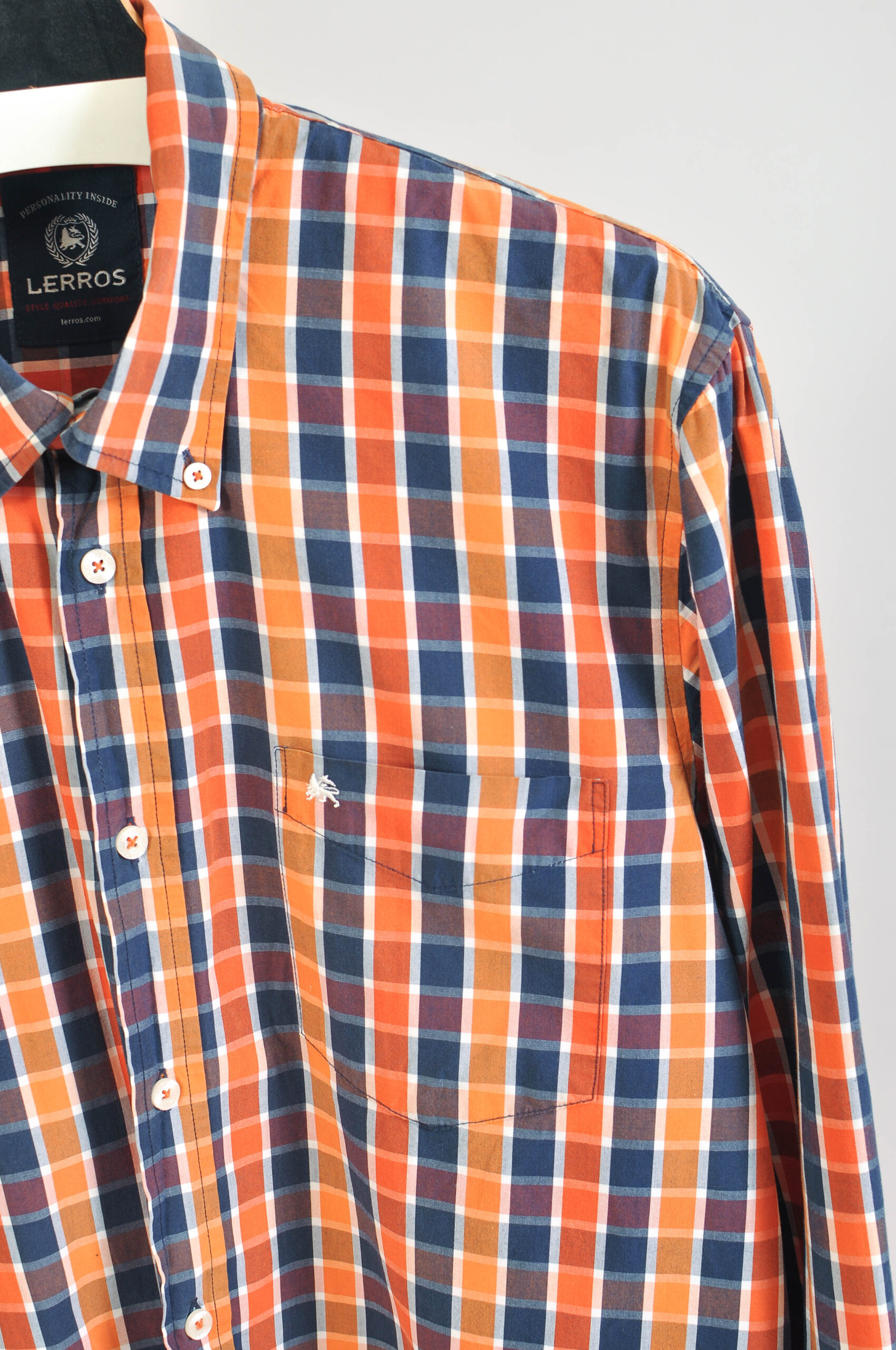 Vintage 00s Lerros Checkered Cotton Shirt – Size L - Image 3