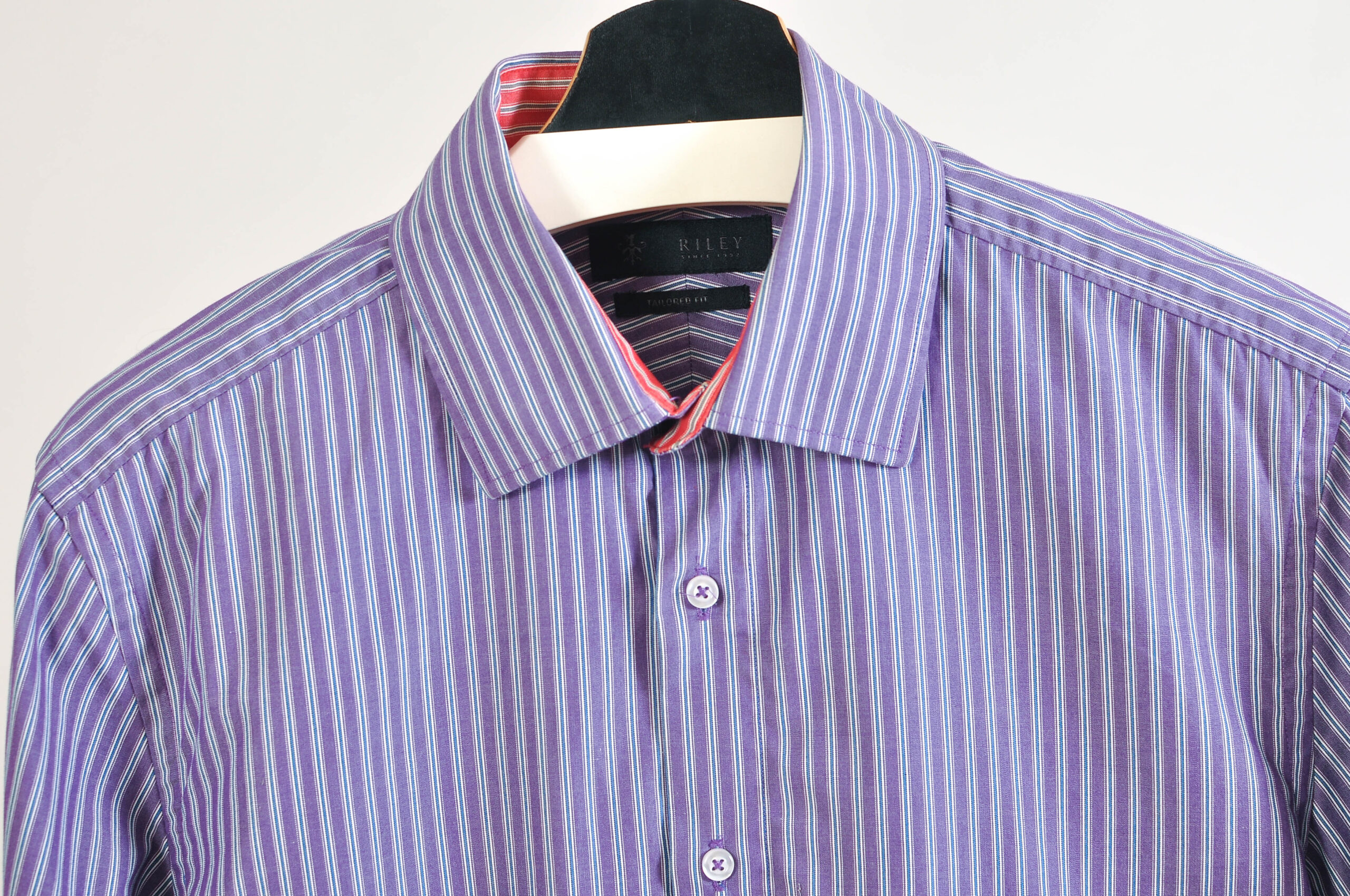 Vintage 00s Riley Striped Purple Shirt – Tailored Fit (M) - Image 3