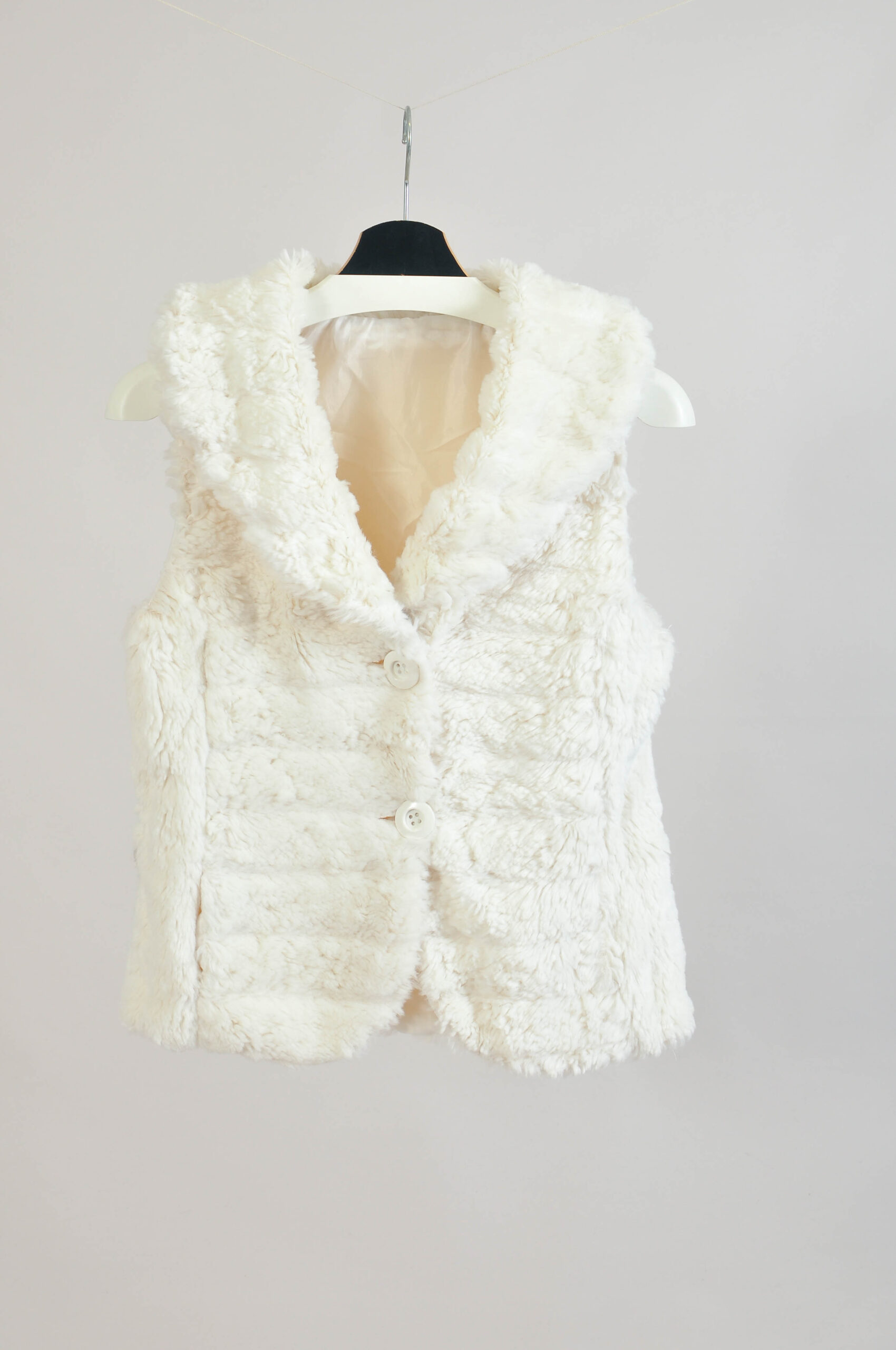 Vintage 00s Faux Fur Vest in White | Italian Made | Size S/M