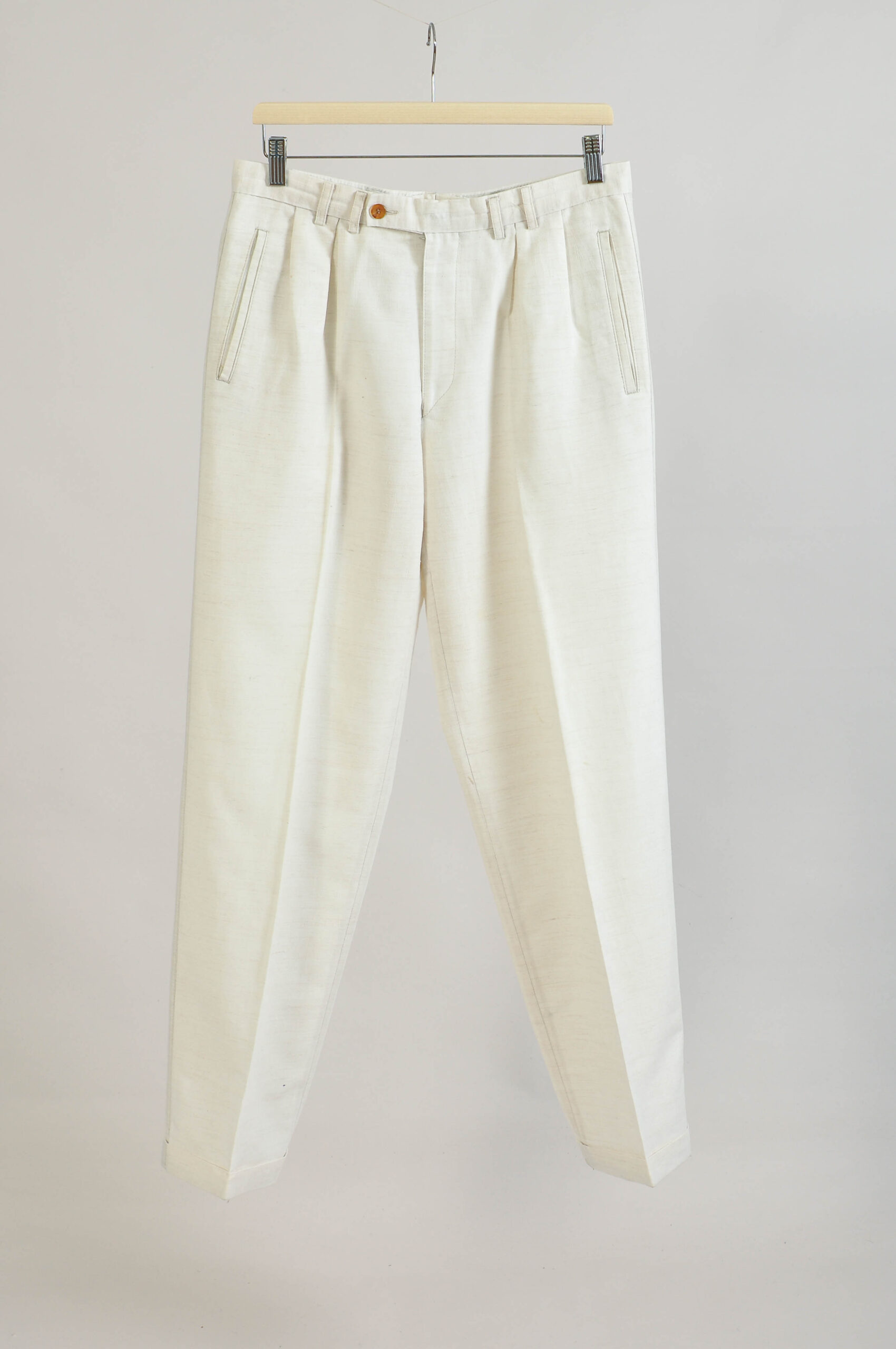 Vintage 90s White Classic Trousers – M Size | Retro Pants