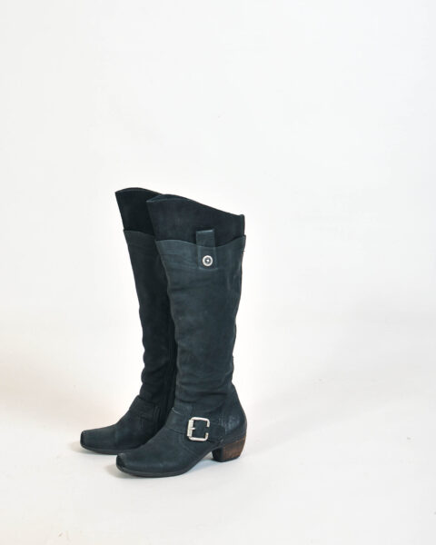 Vintage 90s Square Toe Knee High Boots – Size 37