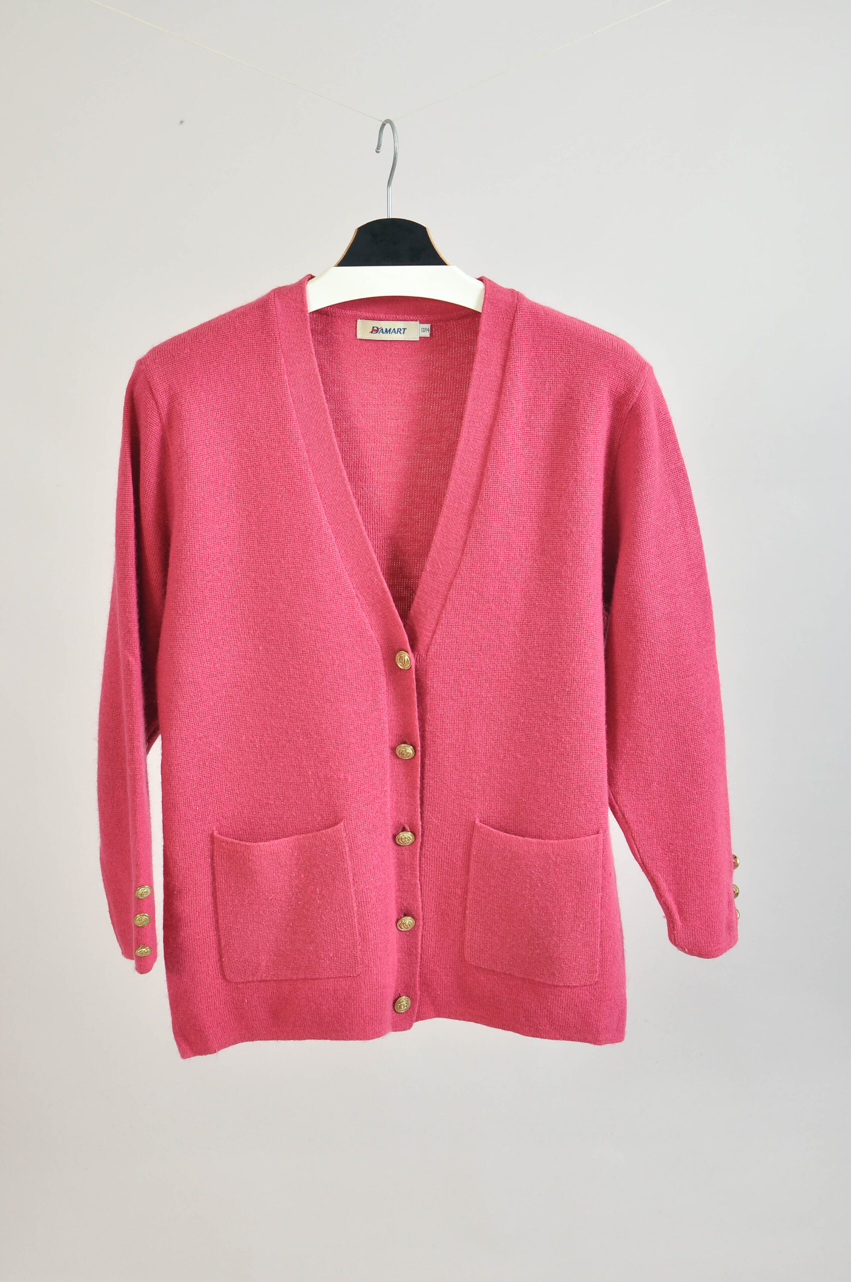 Vintage 90s Pink Wool Blend Cardigan by Damart – Size 12