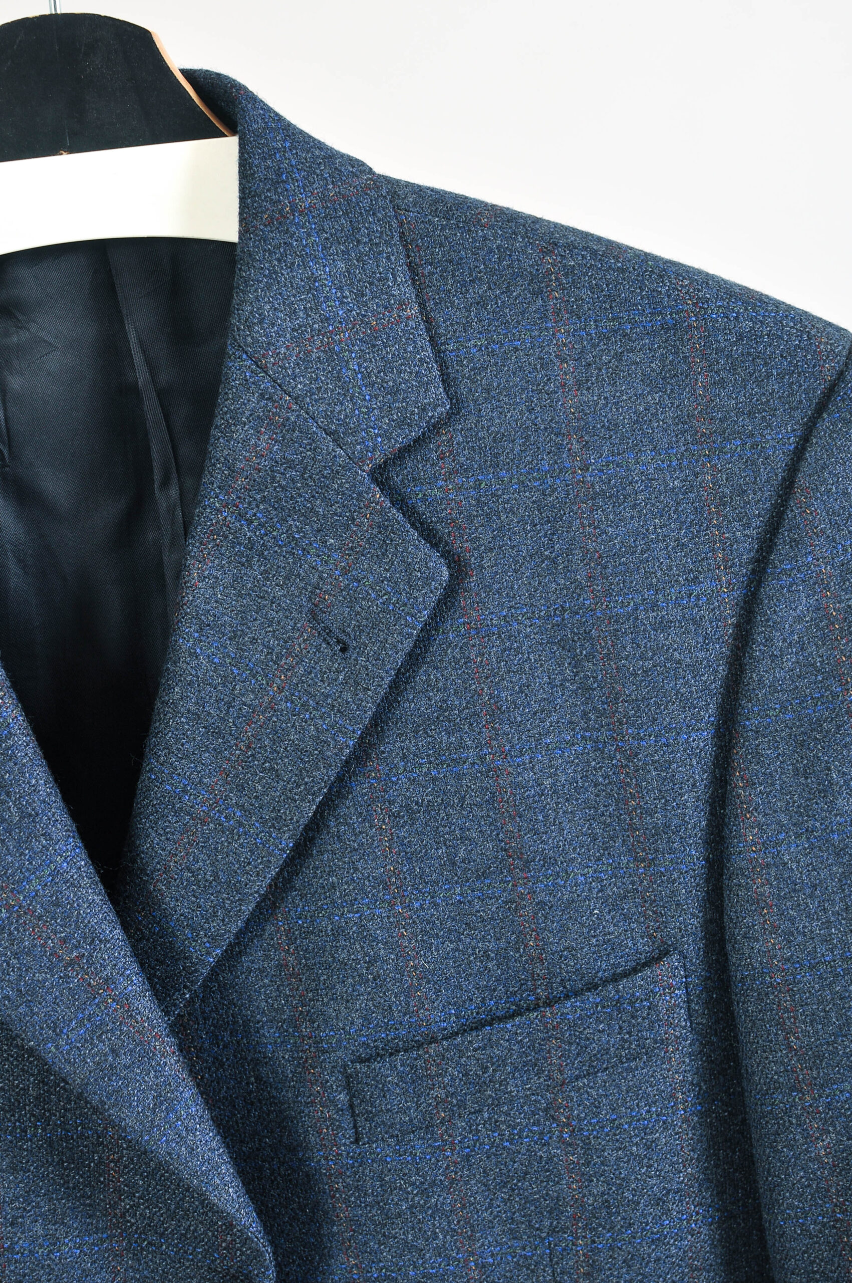 Vintage 80s Navy Checkered Wool Blazer by Licona | XL–XXL - Image 3