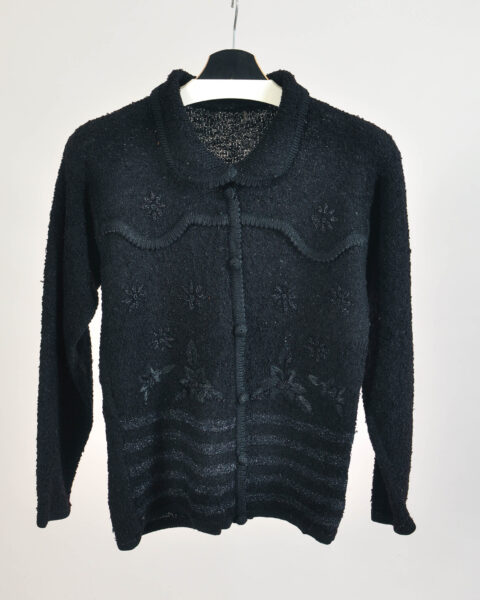 Vintage 80s Black Jumper – Classic Knit Sweater - L/M