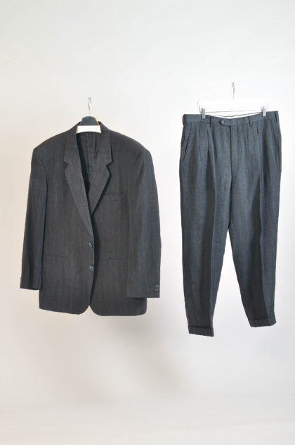 Vintage 90s Dark Brown Tweed Suit | Italian Erreuno XL