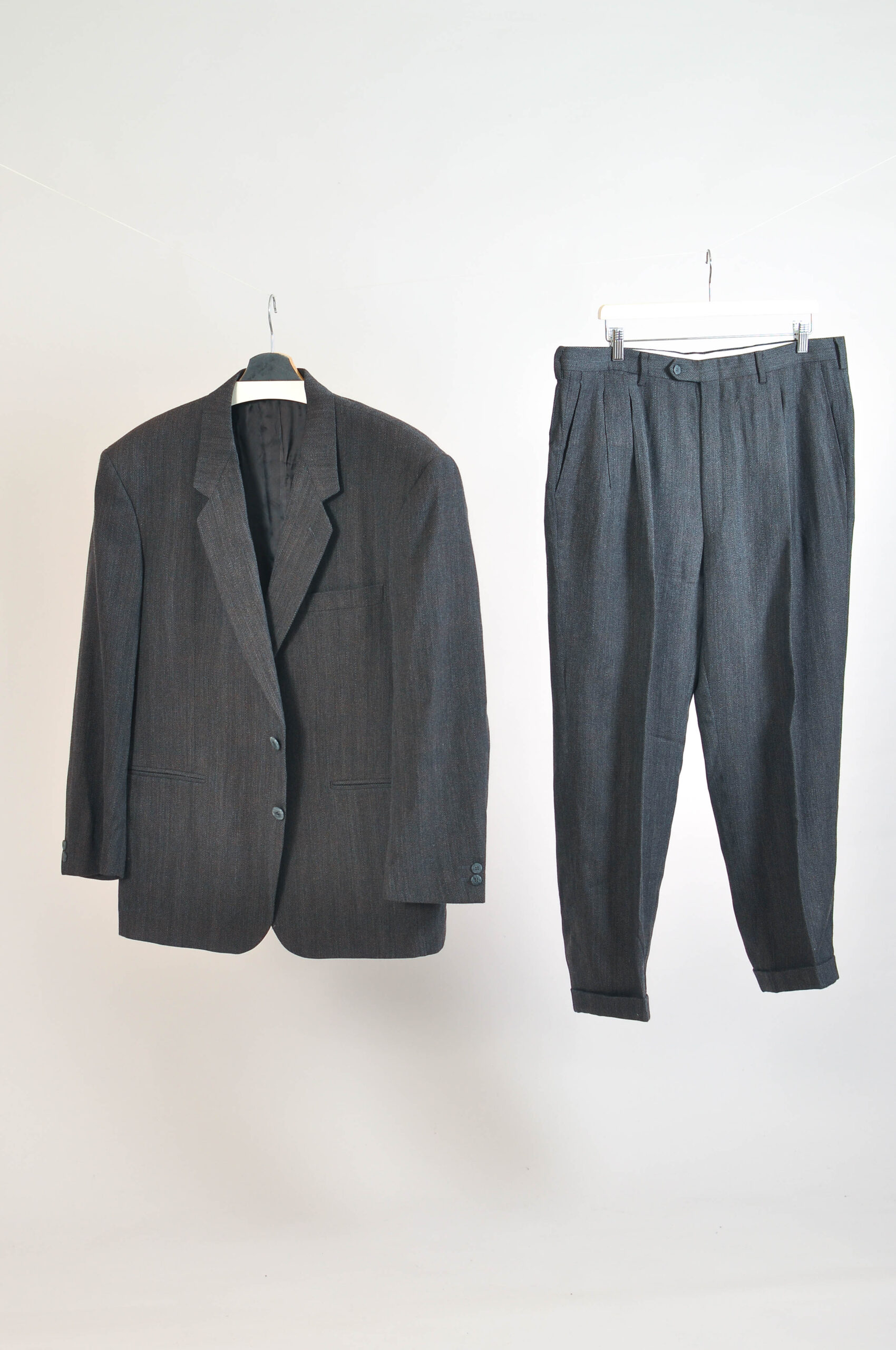 Vintage 90s Dark Brown Tweed Suit | Italian Erreuno XL - Image 2