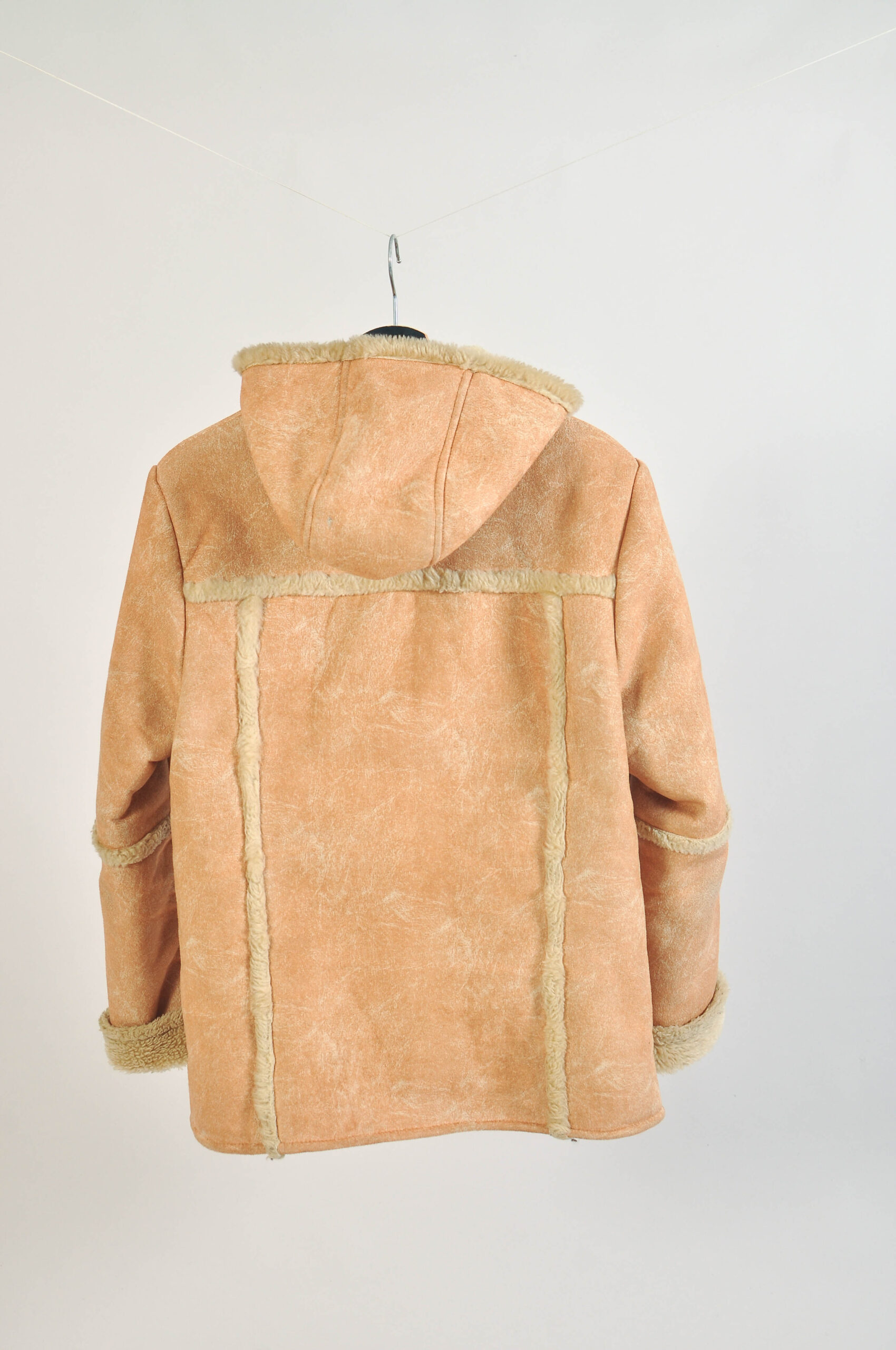 Vintage 00s Faux Fur Coat with Hood | Size 40 - Image 4