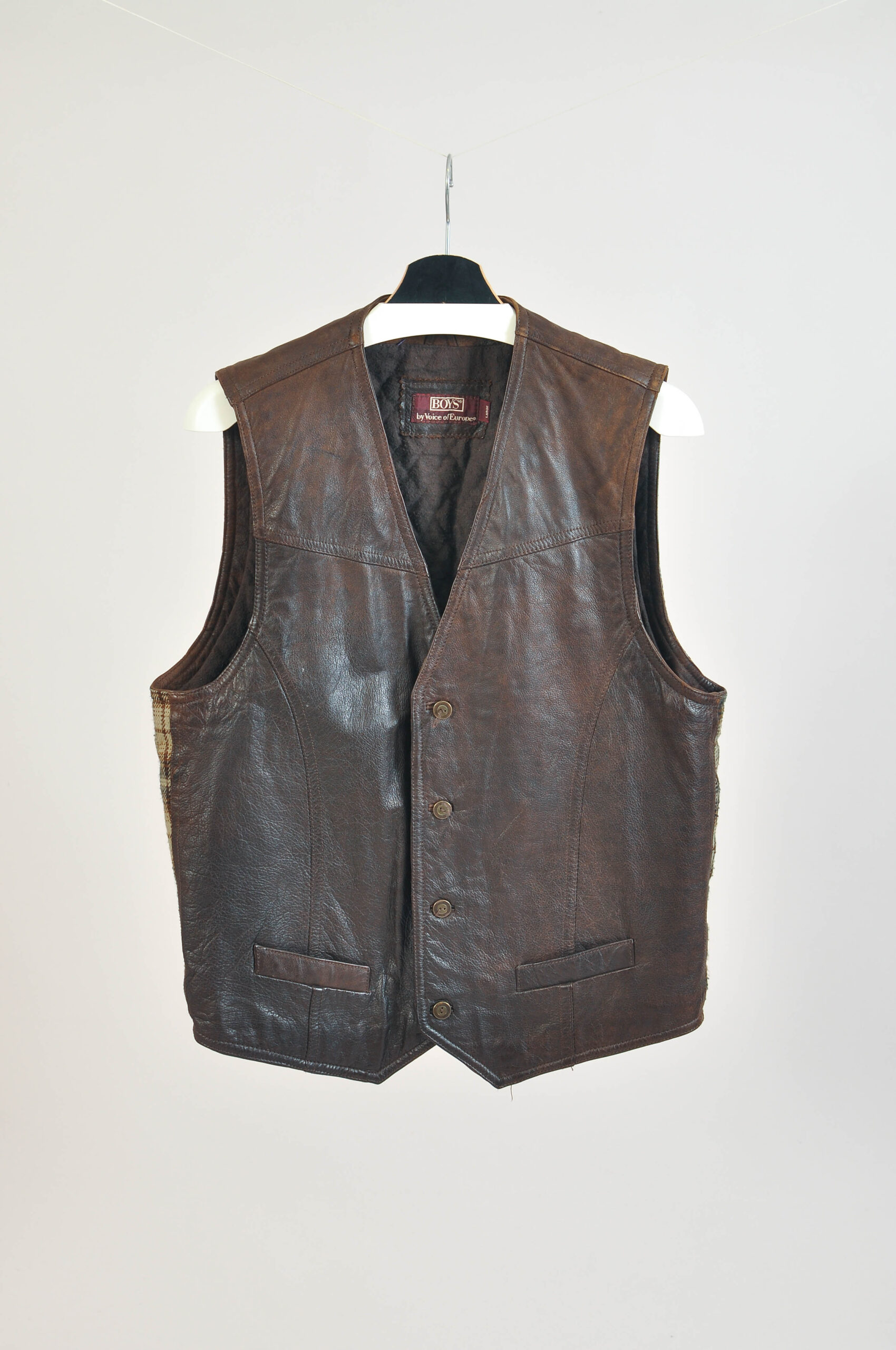 Vintage 90s Brown Real Leather Vest | Size L