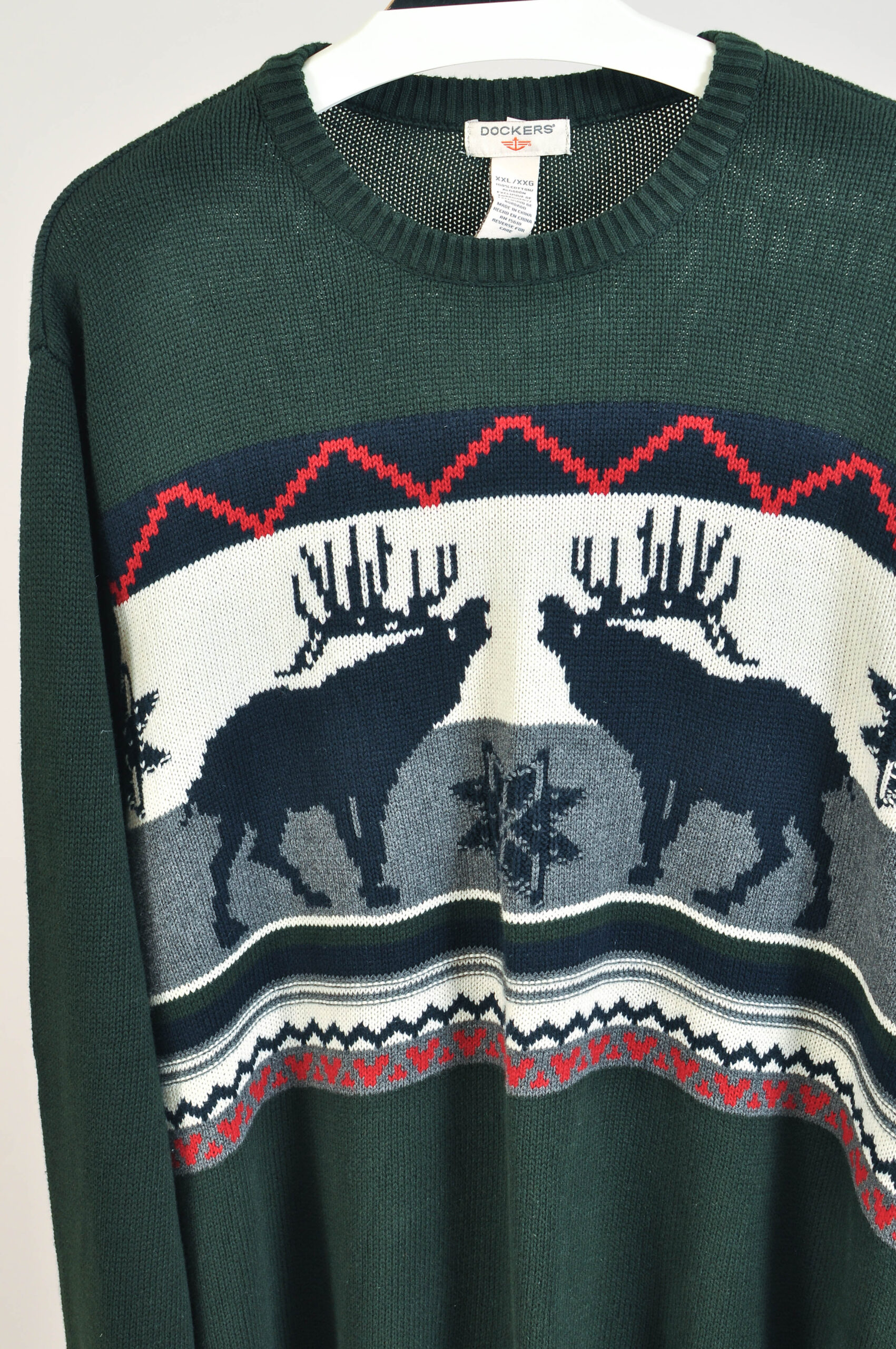 Vintage 00s Dockers Dark Green Sweater | XXL Cotton Knit - Image 3