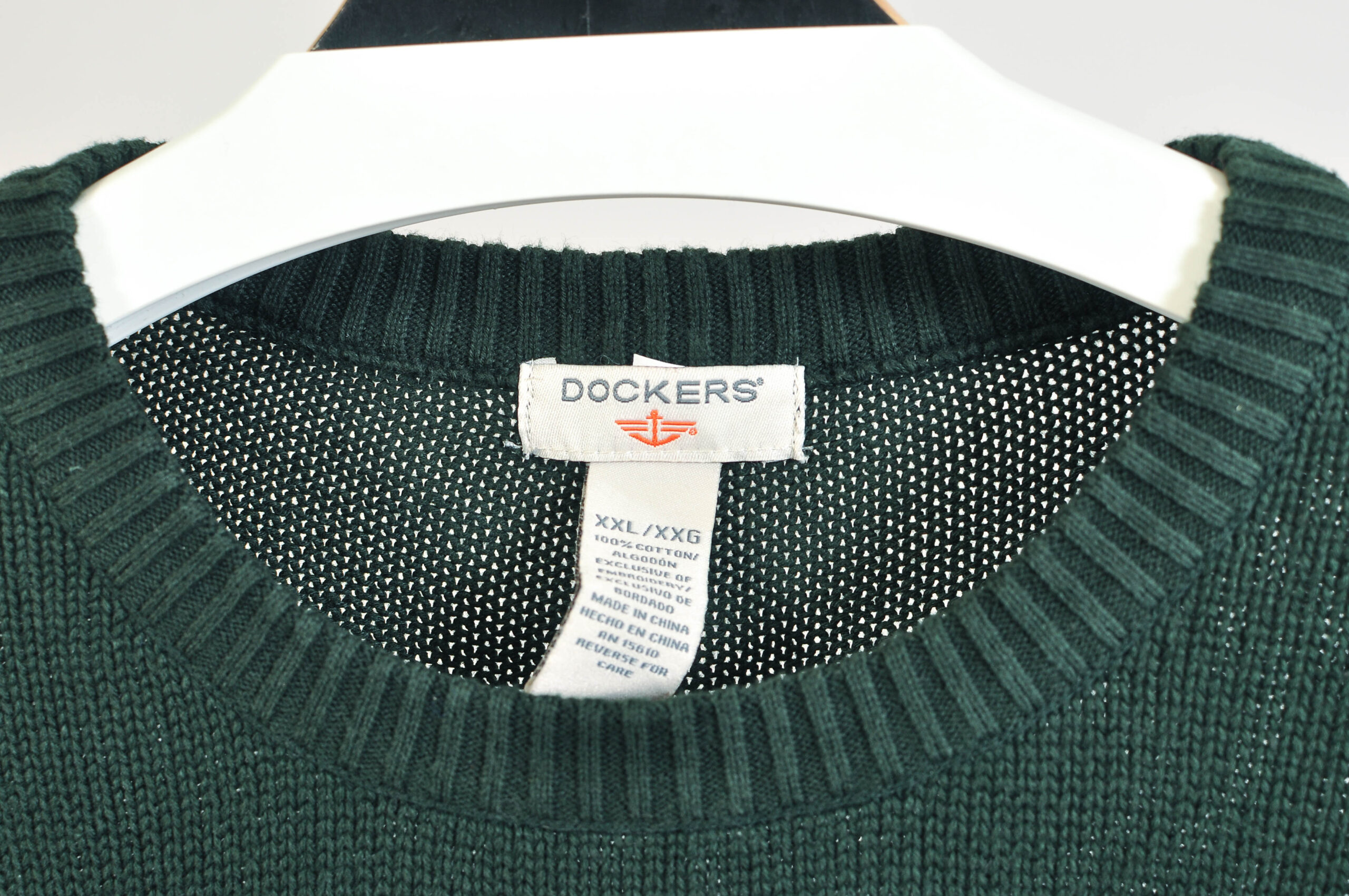 Vintage 00s Dockers Dark Green Sweater | XXL Cotton Knit - Image 5