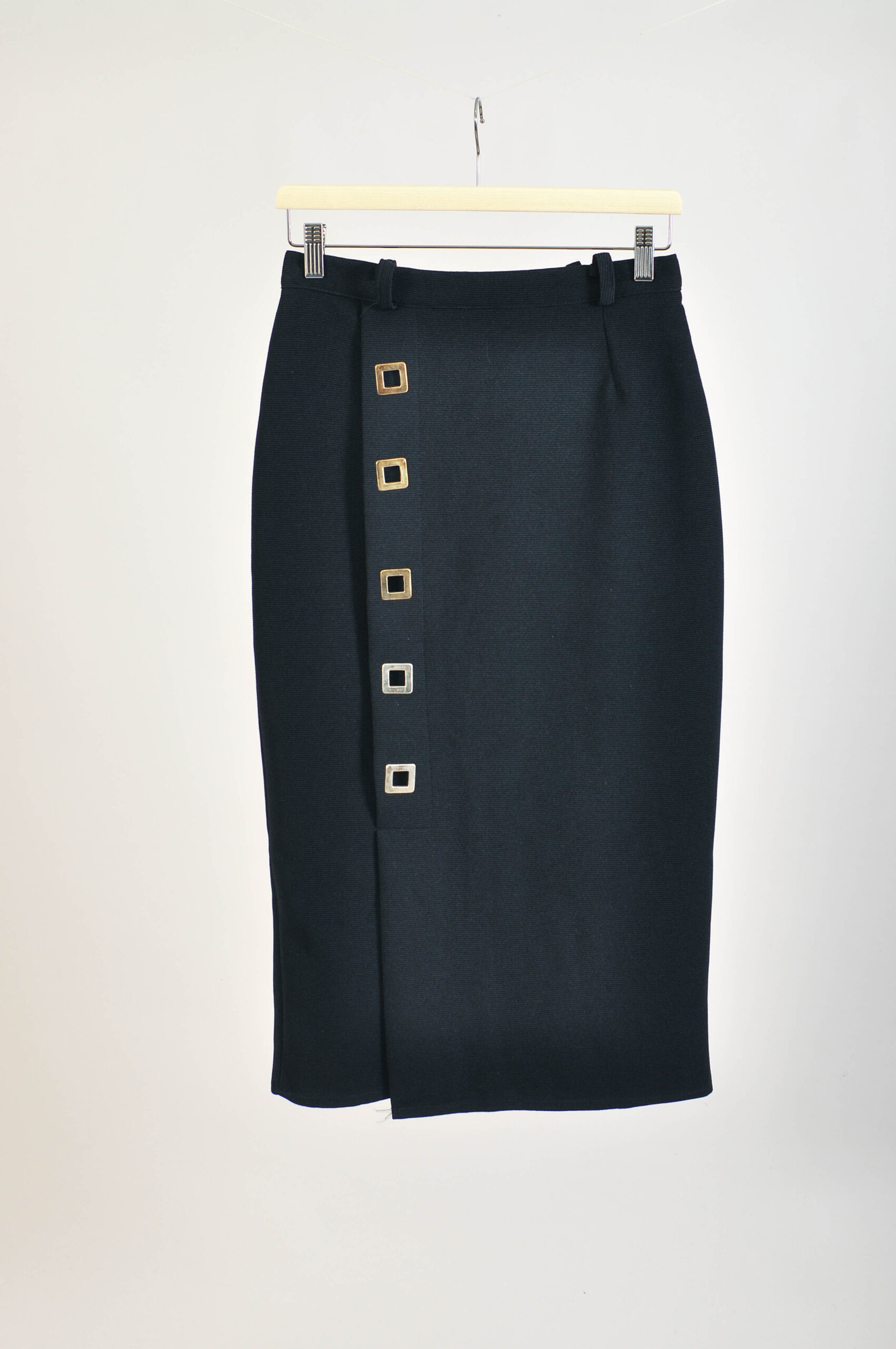 Vintage 90s Black Midi Pencil Skirt | Size M
