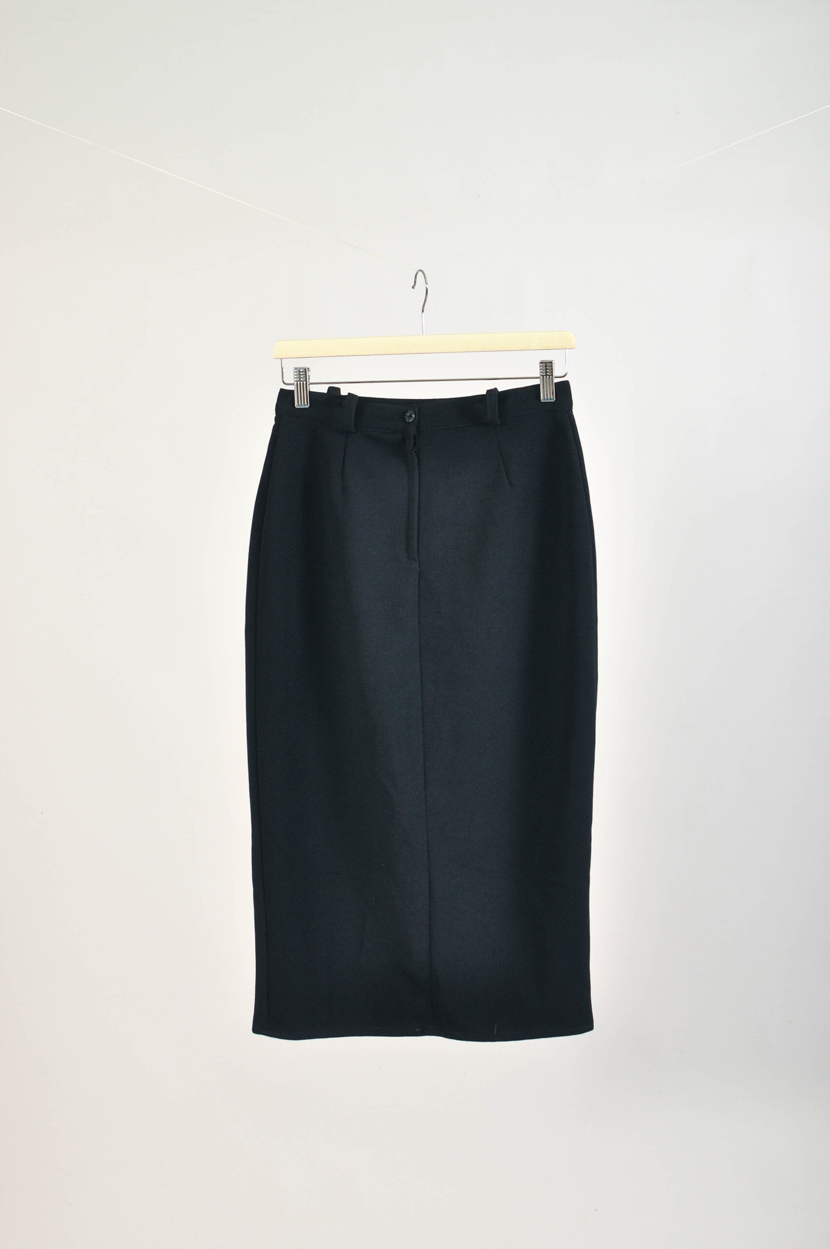 Vintage 90s Black Midi Pencil Skirt | Size M - Image 5
