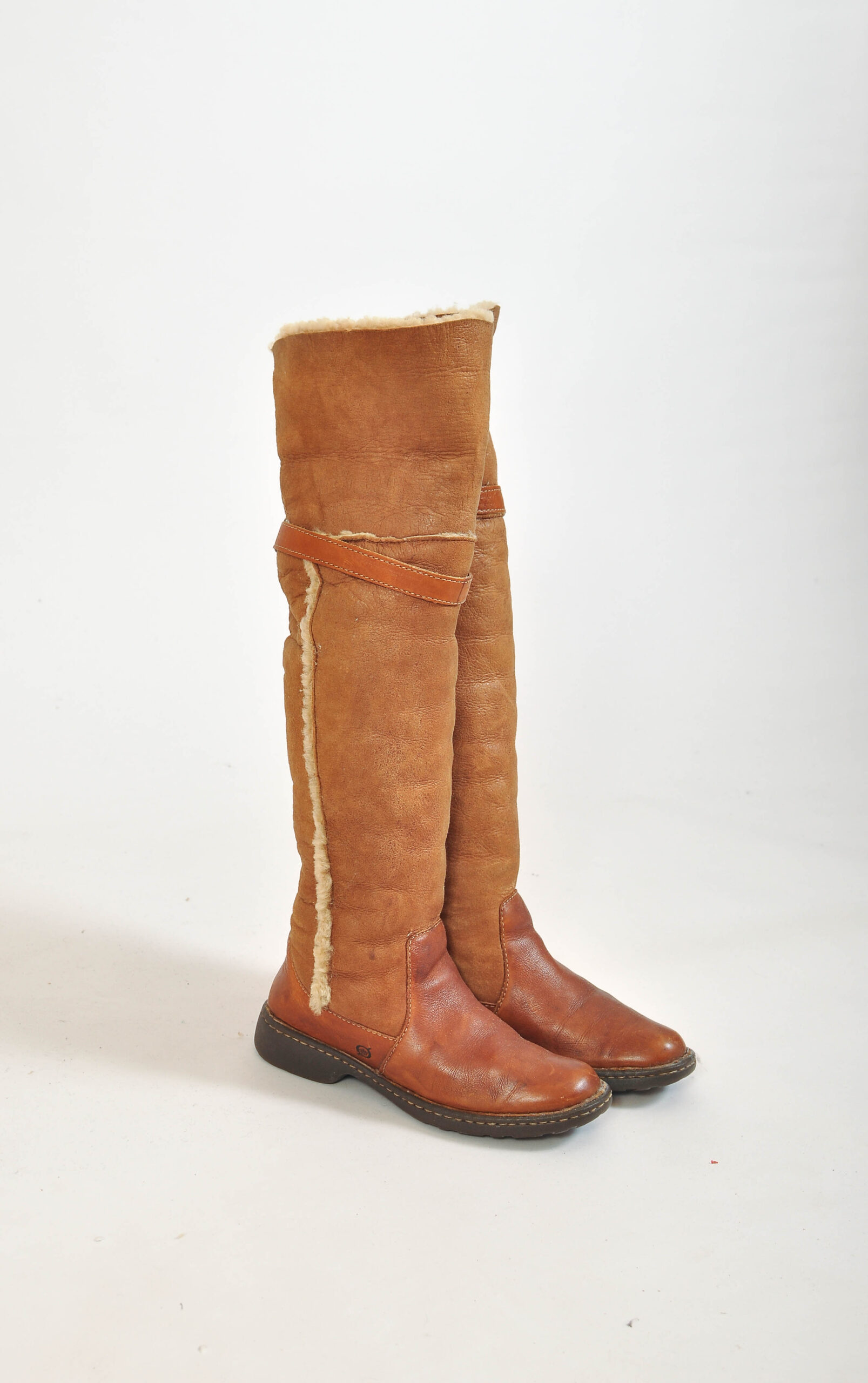 Vintage 00s Real Fur Knee-High Boots | Born | Size 38–38.5