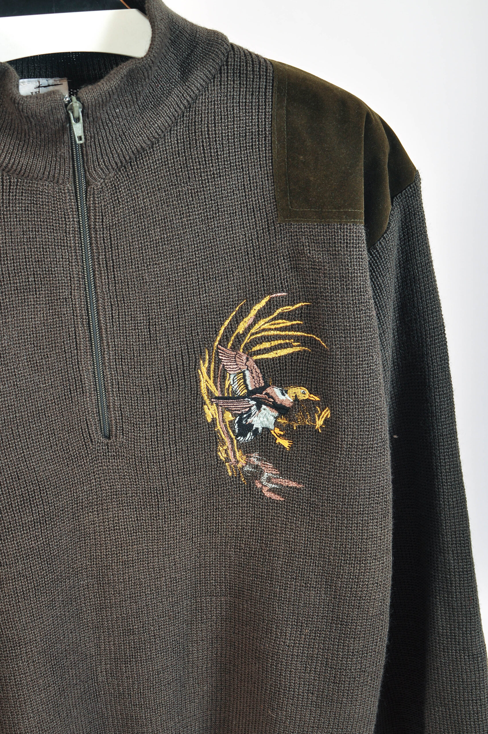 Vintage 90s 1/4 Zip Embroidered Wool Jumper | Size XL - Image 3