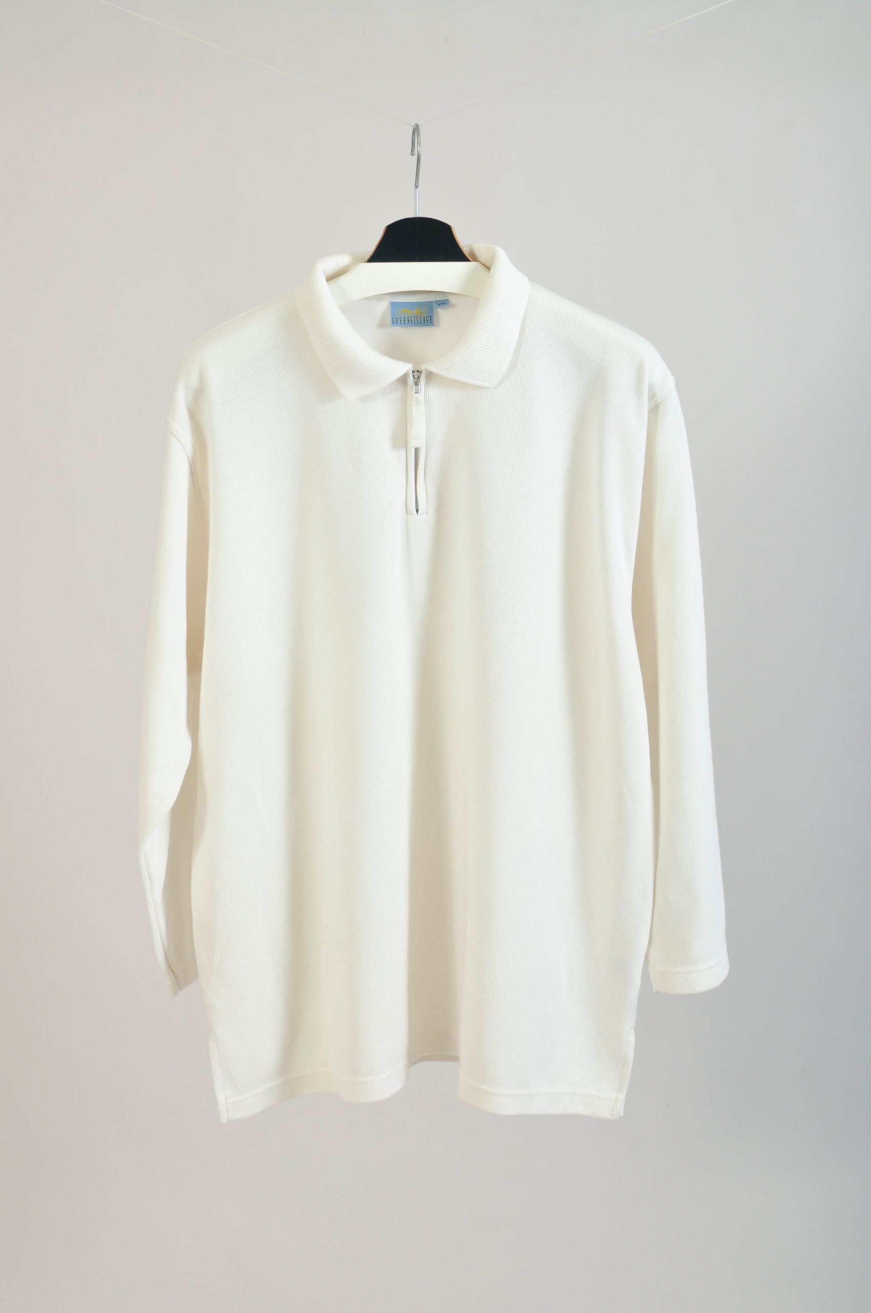 Vintage 90s White Polo Sweatshirt | XXL | Green Village