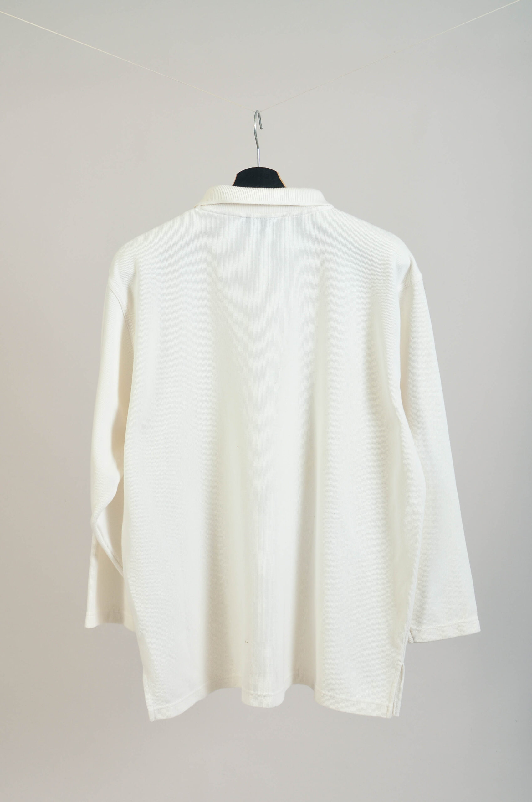 Vintage 90s White Polo Sweatshirt | XXL | Green Village - Image 5