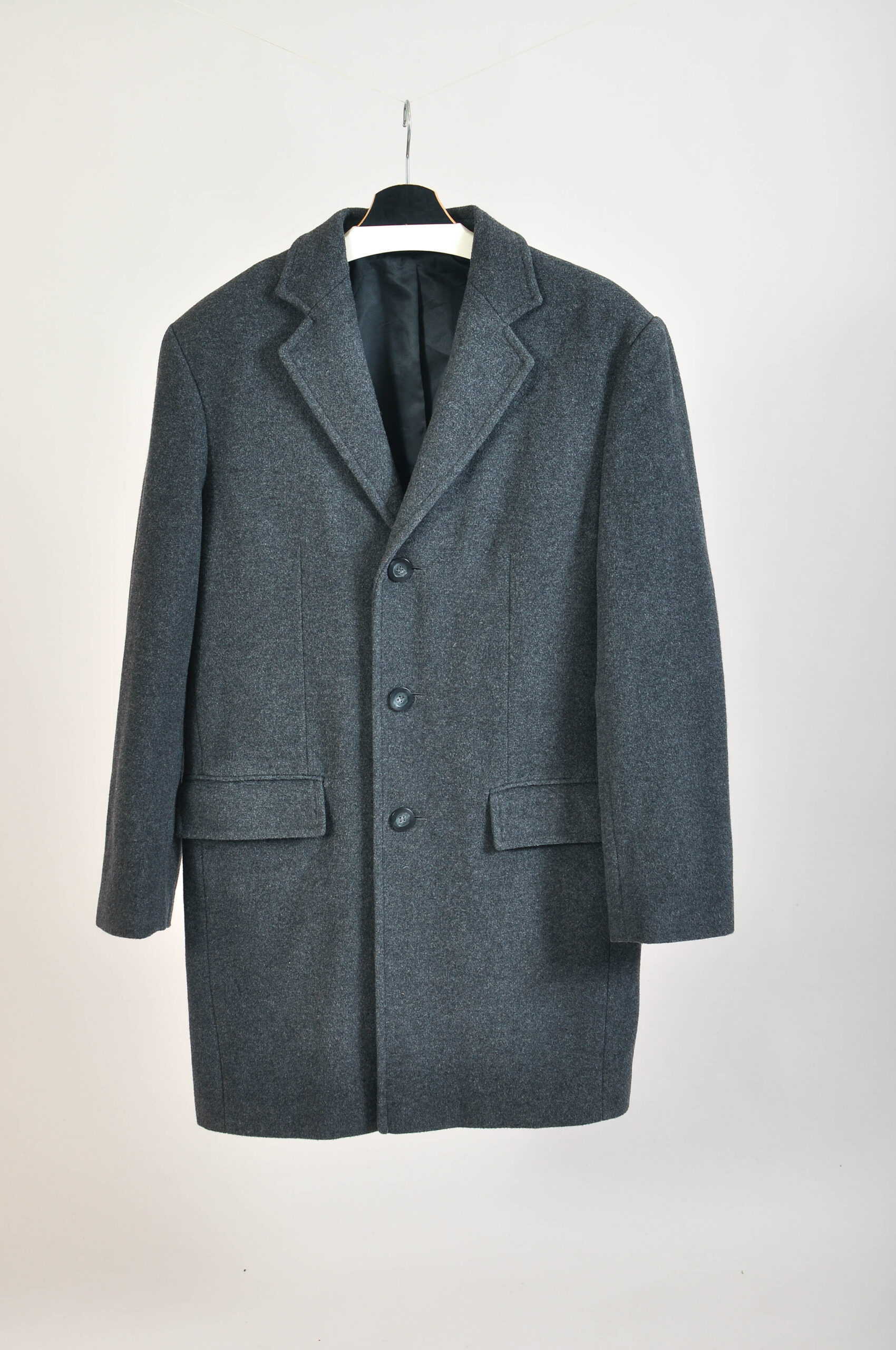 Vintage 00s Grey Wool Blazer Coat | Madison Avenue | size L