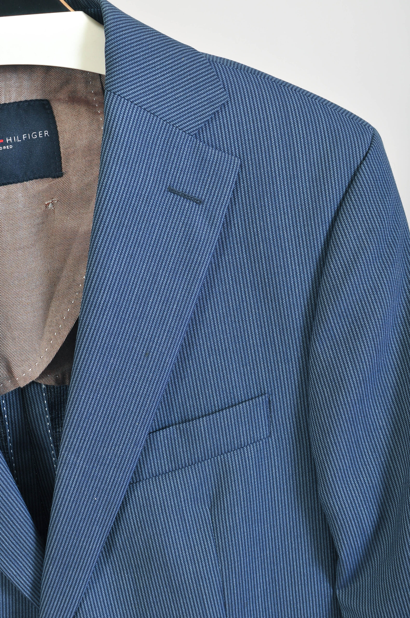 Vintage 00s Tommy Hilfiger Striped Blue Blazer | Fits L - Image 3