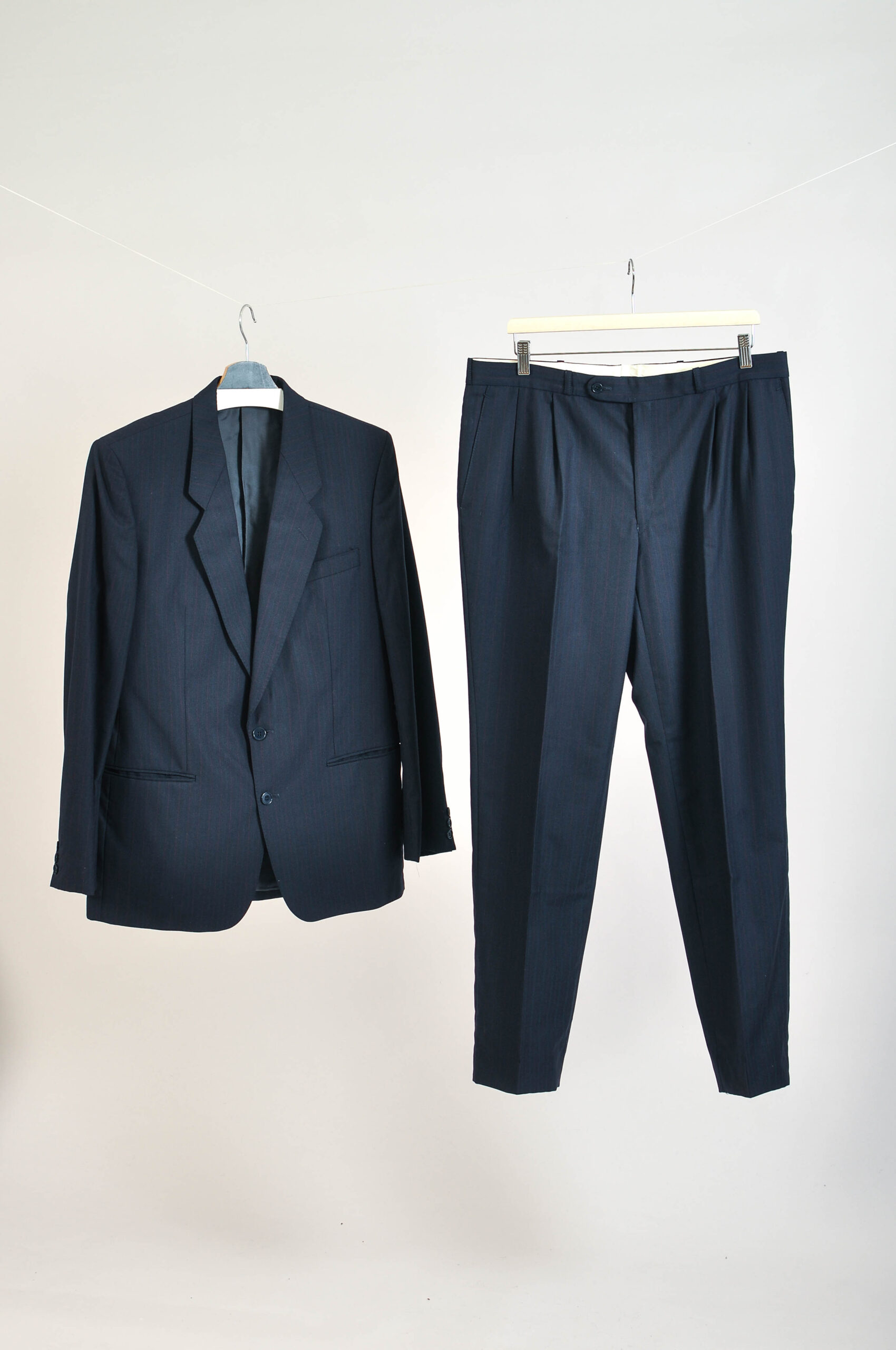 Vintage 00s Dark Blue Striped Suit | Heren Globus | Fits XL