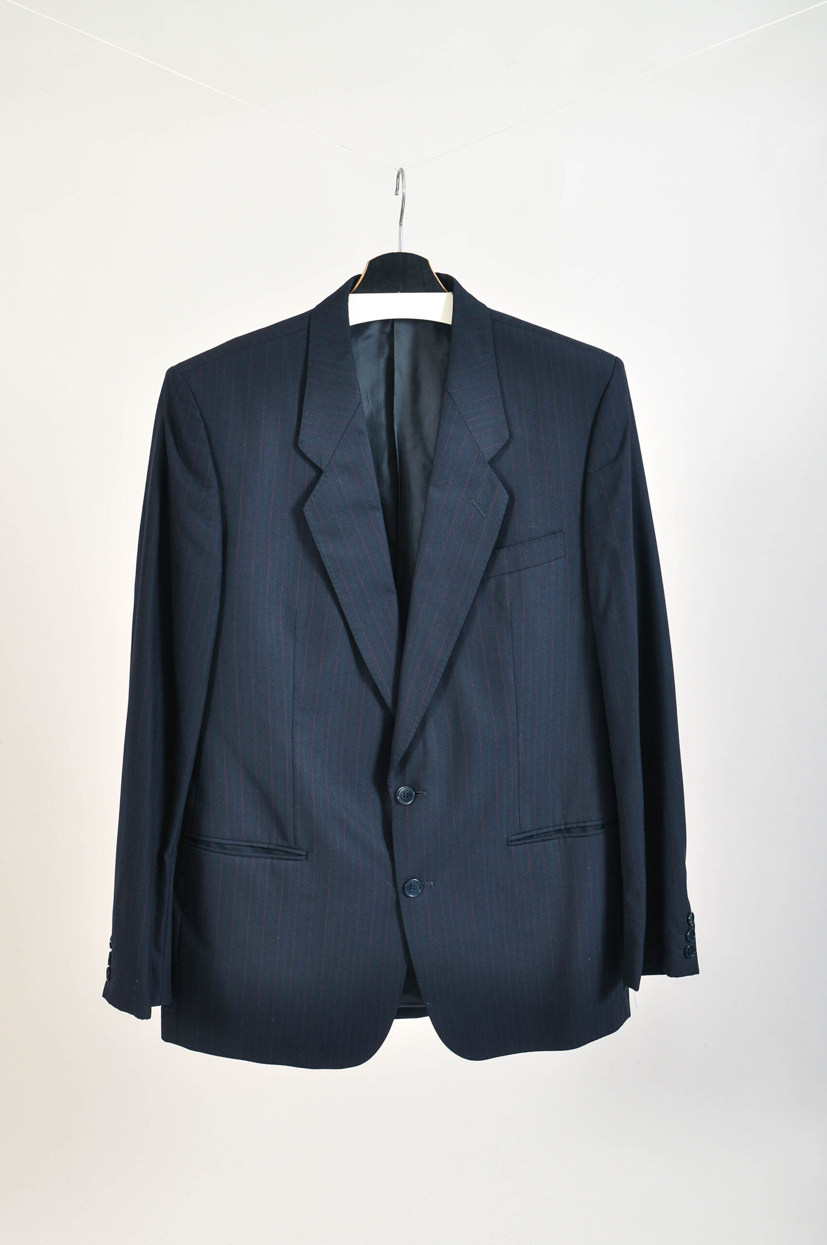 Vintage 00s Dark Blue Striped Suit | Heren Globus | Fits XL - Image 4