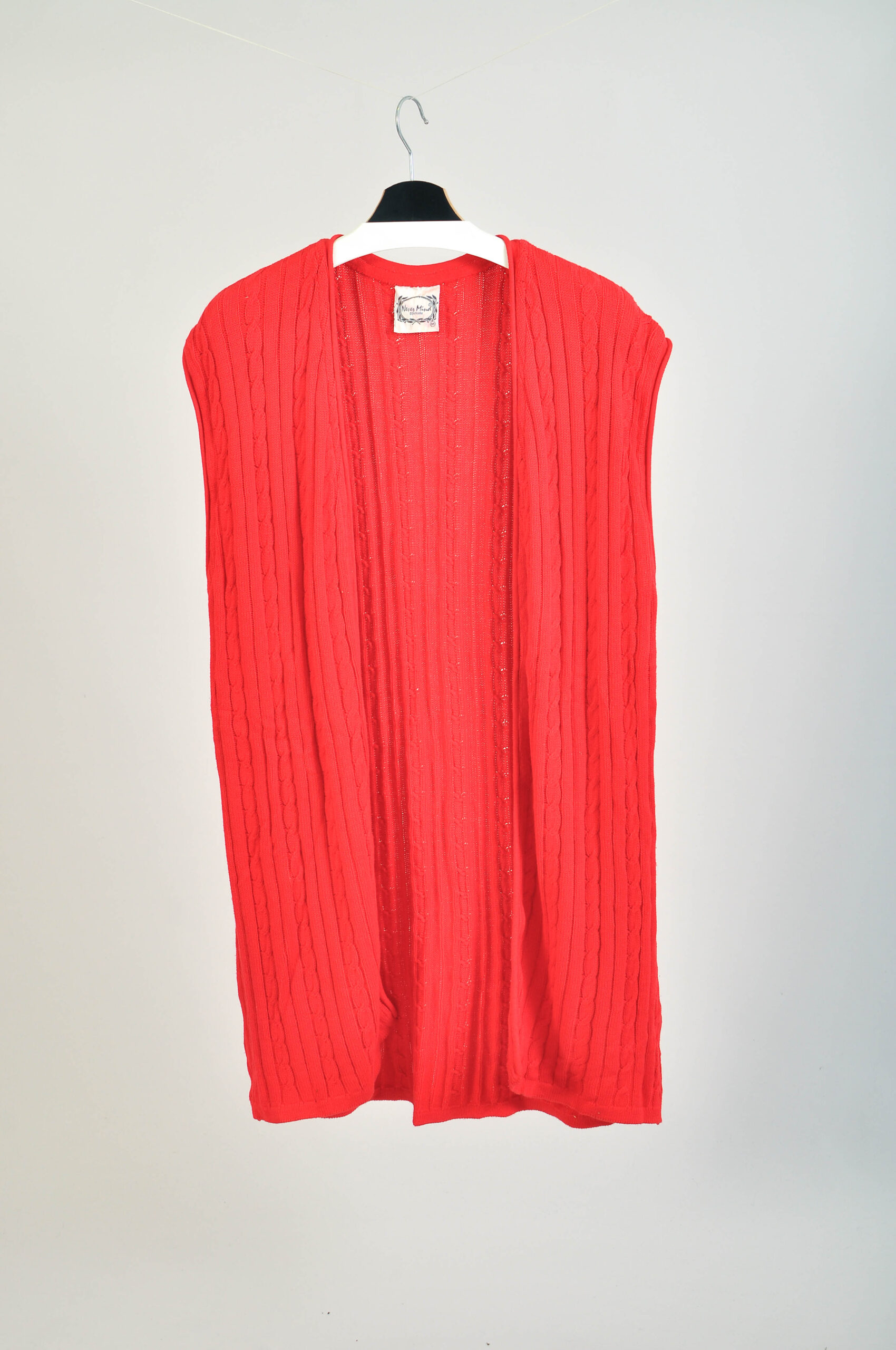 Vintage 90s Red Maxi Vest | Open Front Long Vest | Size M