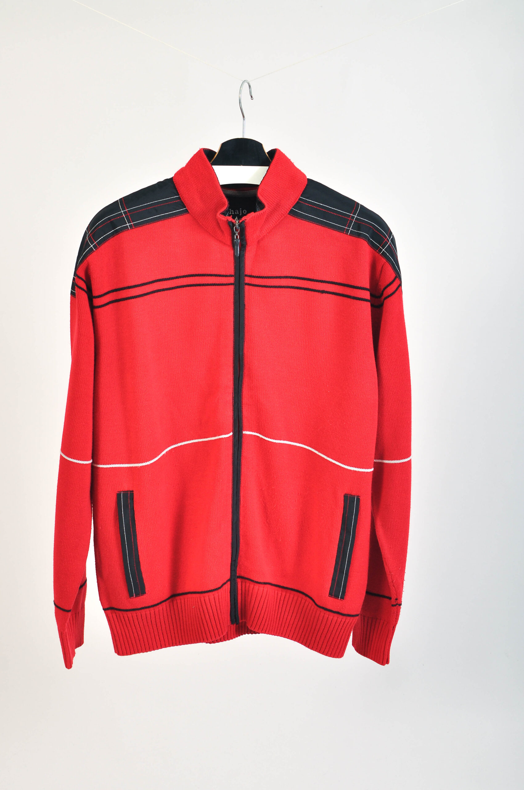 Vintage 00s Red Knitted Full Zip Cardigan – Size L – Hajo