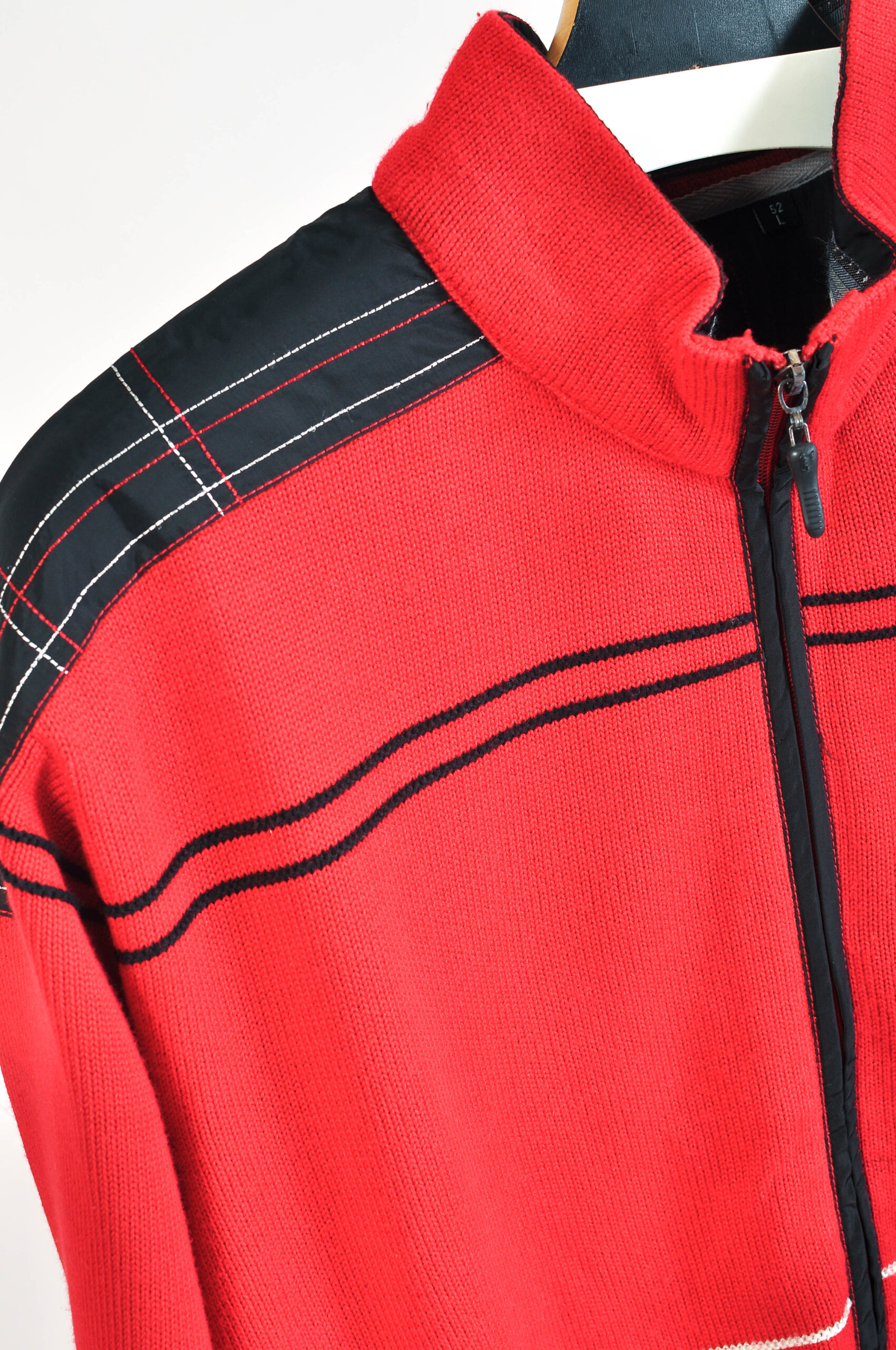 Vintage 00s Red Knitted Full Zip Cardigan – Size L – Hajo - Image 3